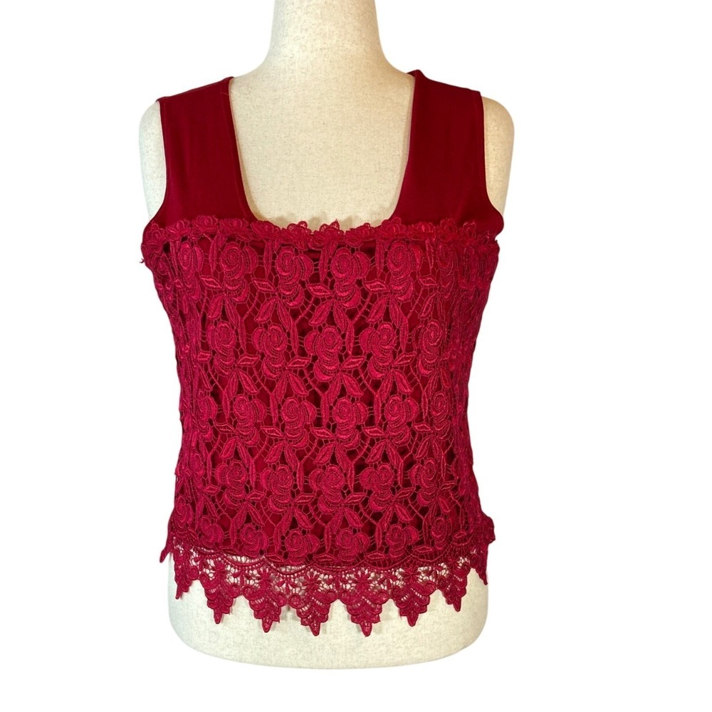Red Lace Tank Top Size 18
